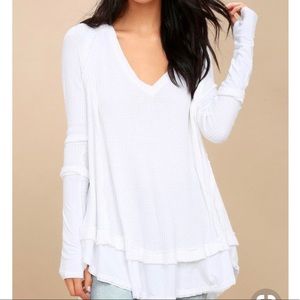 FREE PEOPLE Laguna White Thermal Long Sleeve Top